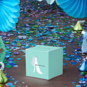 BRIDE & CO Teal Blue Here Comes The Bride Party Favor Box
