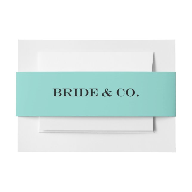 BRIDE & CO Teal Blue Invitation Belly Bands Invitation Belly Band (Front Example)