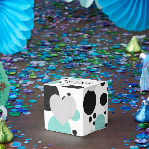 Bride Co Teal Blue Polka Dot Shower Party Favor Box