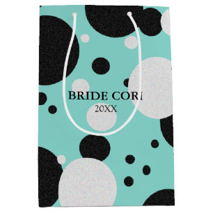 BRIDE & CO Teal Blue Polka Dot Wedding Party Medium Gift Bag