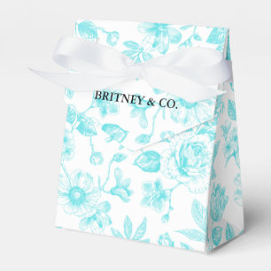 Bride & Co. Teal Floral Toile Personalized Favor Box