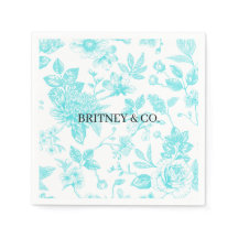 Bride & Co. Teal Floral Toile Personalized