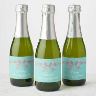 BRIDE CO Touch Of Silver Tiffany Shower Party Mini Champagne Label