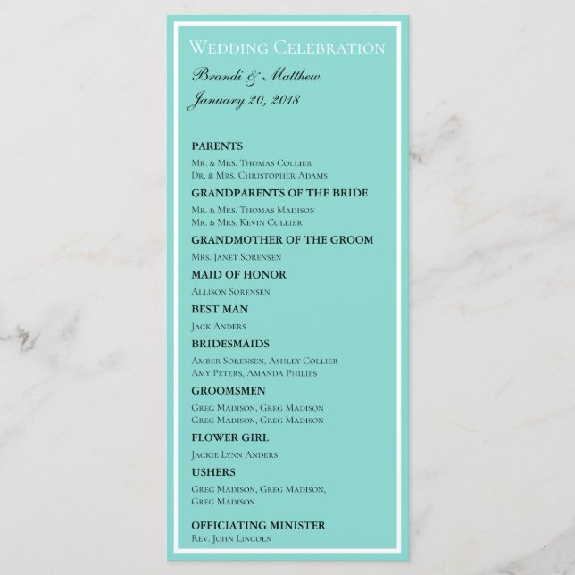 Bride & Co Wedding Suite Elegant Ceremony Bridal Program (Front)