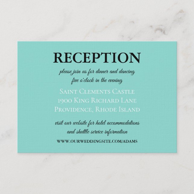 Bride Co Wedding Suite White Traditional Reception Enclosure Card (Front)