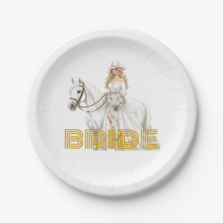 bride cowgirl paper plate