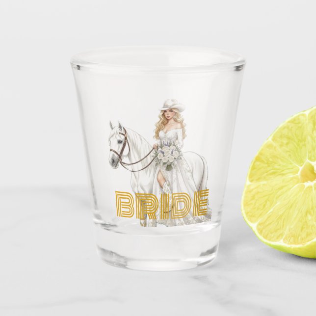 bride cowgirl shot glass (Front)