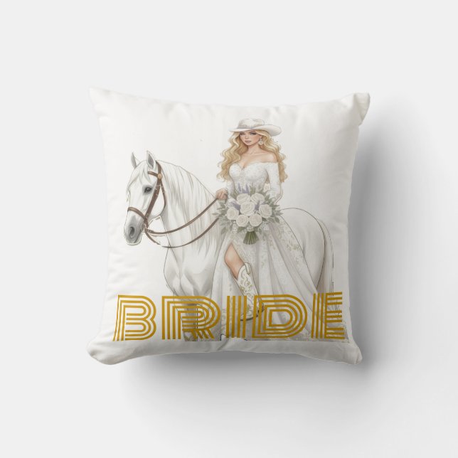 bride cowgirl throw pillow (Front)