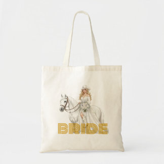 bride cowgirl tote bag