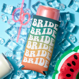 Bride   Custom Retro Text with Gradient Seltzer Can Cooler