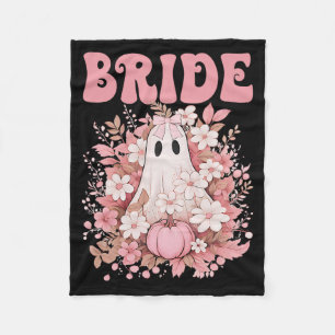 Bride Cute Floral Ghost Boo Crew Halloween Bachelo Fleece Blanket