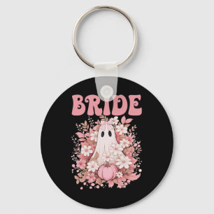 Bride Cute Floral Ghost Boo Crew Halloween Bachelo Keychain