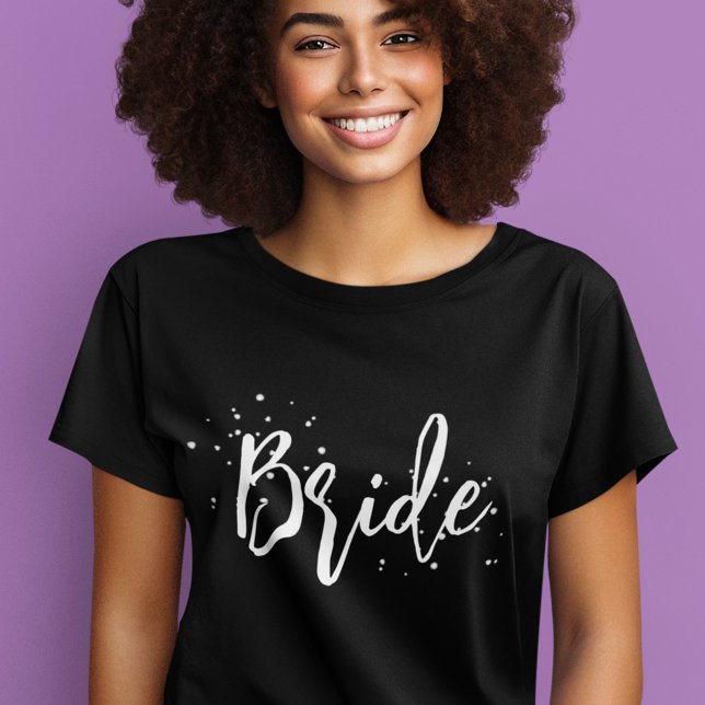 Bride Cute Fun Calligraphy Script Simple Black T-Shirt (Bride simple calligraphy script womens t shirt.)