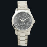 Bride Dad My First Love Special Personalized Watch<br><div class="desc">Typography editable script text for Dad with your personal name on a ruffled satin effect background ; an elegant and stylish keepsake gift from a daughter to her father on her Wedding Day or any occasion in fact. Text reads "To My First Love Dad,  Your Little Girl Always.</div>