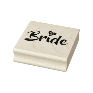 Bride Date Heart Personalised Rubber Stamp