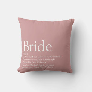 Bride Definition Bridal Shower Dusty Rose Pink Throw Pillow