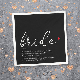Bride Definition, Bridal Shower Script Red Heart Napkin
