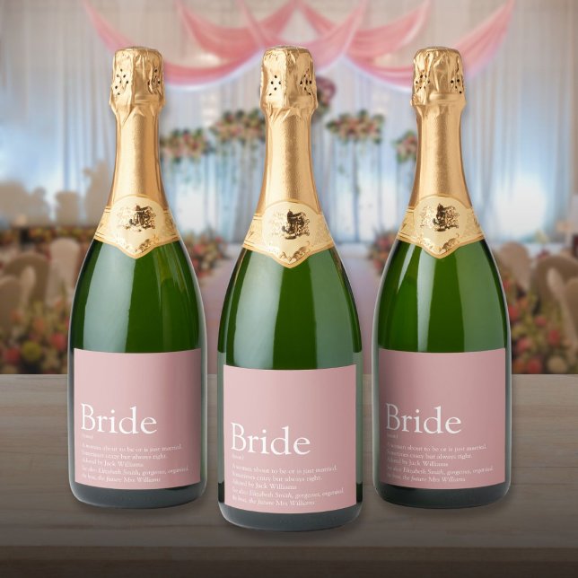Bride Definition, Bridal Shower, Wedding Sparkling Wine Label (Bride Definition Bridal Shower Wedding Dusty Rose Sparkling Wine Label)