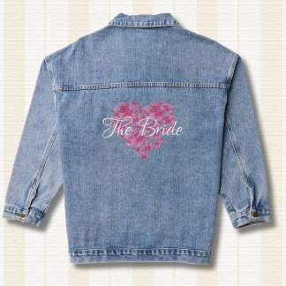 Bride Denim Floral Heart | Wedding Honeymoon Jacket