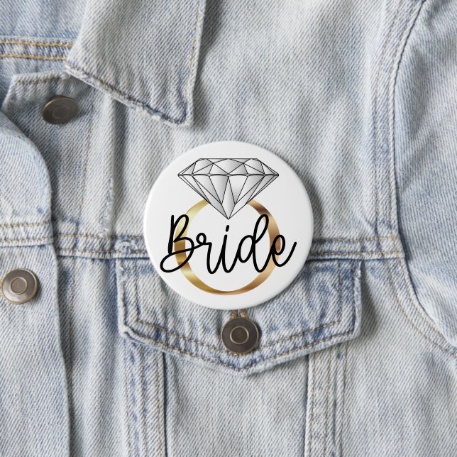 Bride Diamond Gold Engagement Ring 3 Inch Round Button (In Situ)
