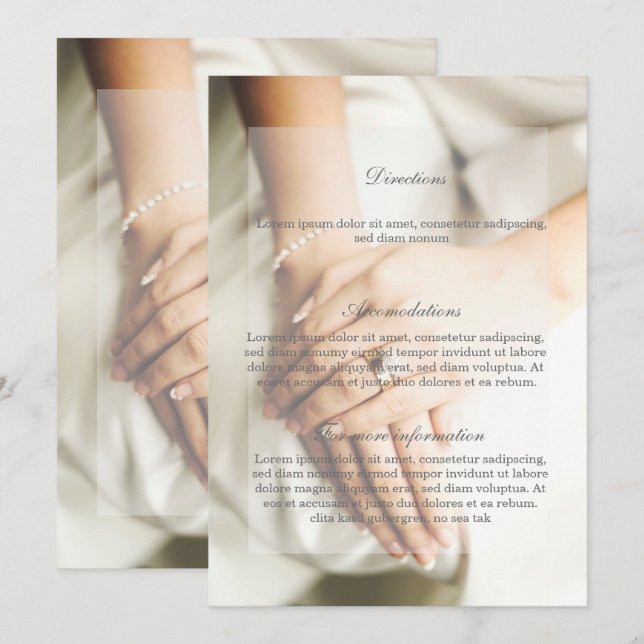 Bride Diamond Ring Wedding Direction Invitation (Front/Back)