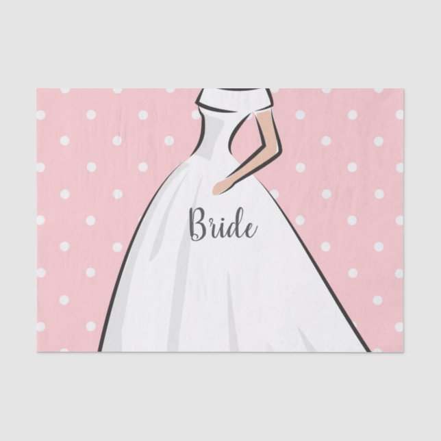 Bride Dress Elegant Wedding Party Polka Dots Art Tissue Paper (Front)