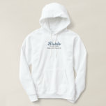Bride Dusty Blue Bachelorette Wedding Party  Hoodie<br><div class="desc">Simple. Chic. Personalized. These bridal party shirts come with elegant script shadow lettering. Pick your fave fit — t-shirt, oversized tee for a swimsuit cover or sleep shirt, sweatshirt, or hoodie. Pair it with matching tote bags, tumblers and beach towels. Perfect for bridal shower brunches, getting ready pics, and bachelorette...</div>
