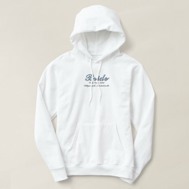 Bride Dusty Blue Bachelorette Wedding Party  Hoodie (Design Front)