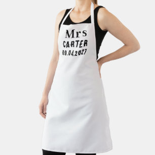 Bride Elegant Black Name Modern Wedding Apron