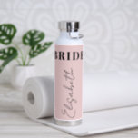 Bride elegant typography name script personalized water bottle<br><div class="desc">Elegant chic light pink and black bridal shower team bride water bottle personalized with custom name in chic signature style calligraphy script.      Please note that the colour can be changed to match your wedding colour palette.</div>