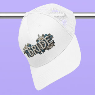 Bride Embroidered Faux Floral Patch Trucker Hat
