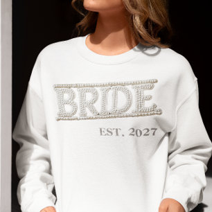 Bride Embroidered Faux Pearl Embroidered Patch Sweatshirt