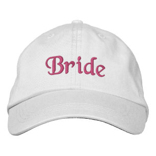 Bride Embroidered Hat : white with pink lettering