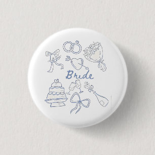 Bride Engagement Wedding Couples Husband Wife 1 Inch Round Button