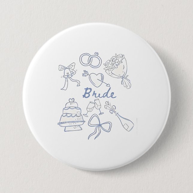 Bride Engagement Wedding Couples Husband Wife 3 Inch Round Button (Front)