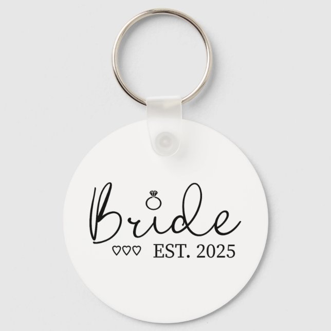 Bride Est. 2025 Bride To Be Fiancé Engagement  Keychain (Front)