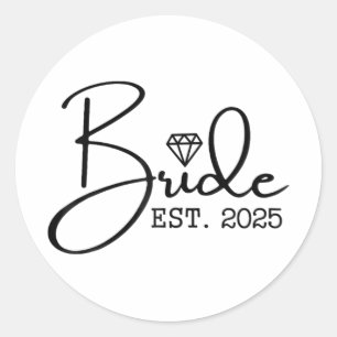 Bride Est. 2025 Married Wedding Bridal Party Bache Classic Round Sticker