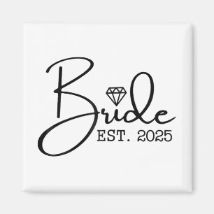 Bride Est. 2025 Married Wedding Bridal Party Bache Magnet