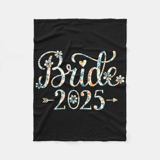 Bride Est 2025 Married Wedding Bridal Party Bachel Fleece Blanket (Front)
