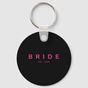 Bride Est. 2025 Pink Bridal Shower Wedding Bachelo Keychain