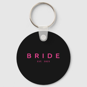 Bride Est. 2025 Pink Bridal Shower Wedding Bachelo Keychain