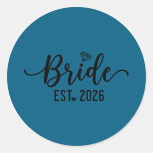 Bride est 2026 bride and groom 2026 matching classic round sticker