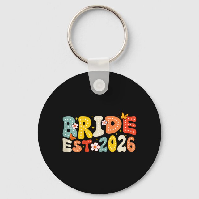 Bride Est 2026 Married Wedding Bridal  Keychain (Front)