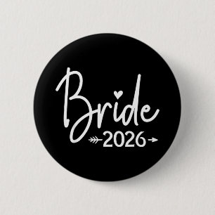 Bride est 2026 married wedding bridal party 2 inch round button