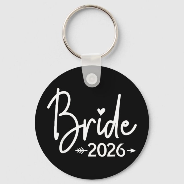 Bride est 2026 married wedding bridal party keychain (Front)