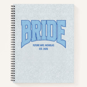 BRIDE Faux Glitter Varsity Engagement Bridal Notebook