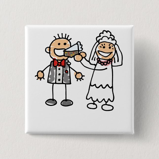Bride Feeds Groom 2 Inch Square Button (Front)