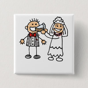 Bride Feeds Groom 2 Inch Square Button