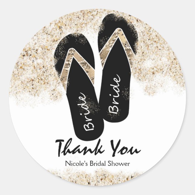Bride Flip Flop Sandals Summer Beach Bridal Shower Classic Round Sticker (Front)
