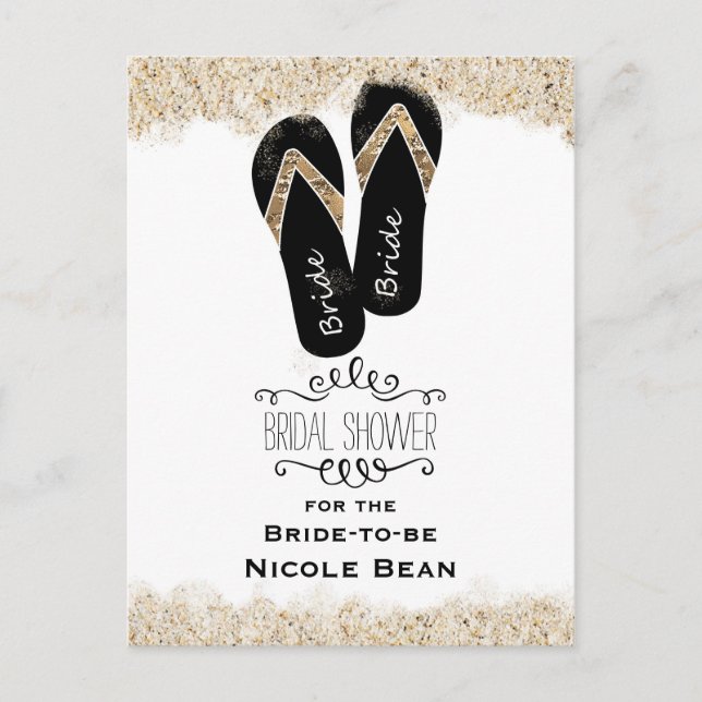 Bride Flip Flop Sandals Summer Beach Bridal Shower Invitation Postcard (Front)